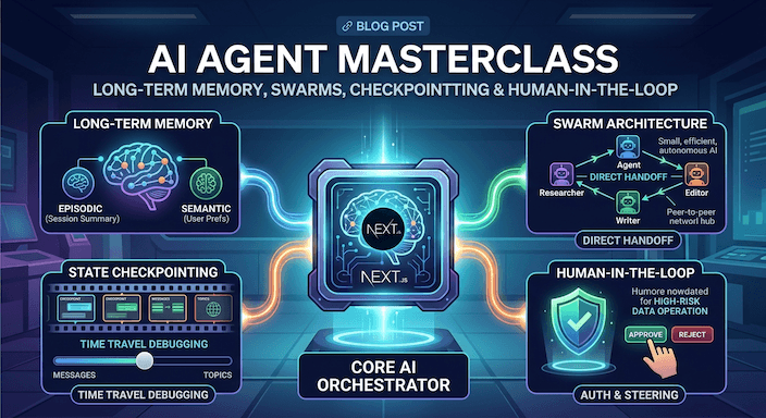 AI AGENT MASTERCLASS: LONG-TERM MEMORY, SWARMS, CHECKPOINTING & HUMAN-IN-THE-LOOP