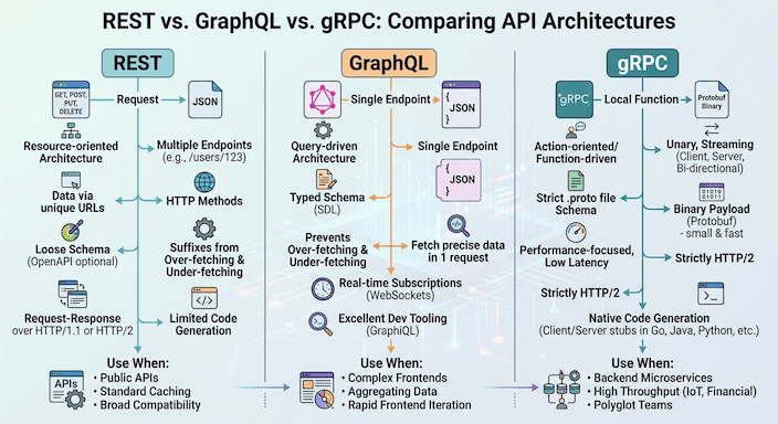 REST VS GRAPHQL VS GRPC: A COMPLETE GUIDE TO MODERN API ARCHITECTURE